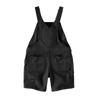 Black corduroy overall shorts with relaxed fit, perfect for country clothing and hunting rough days