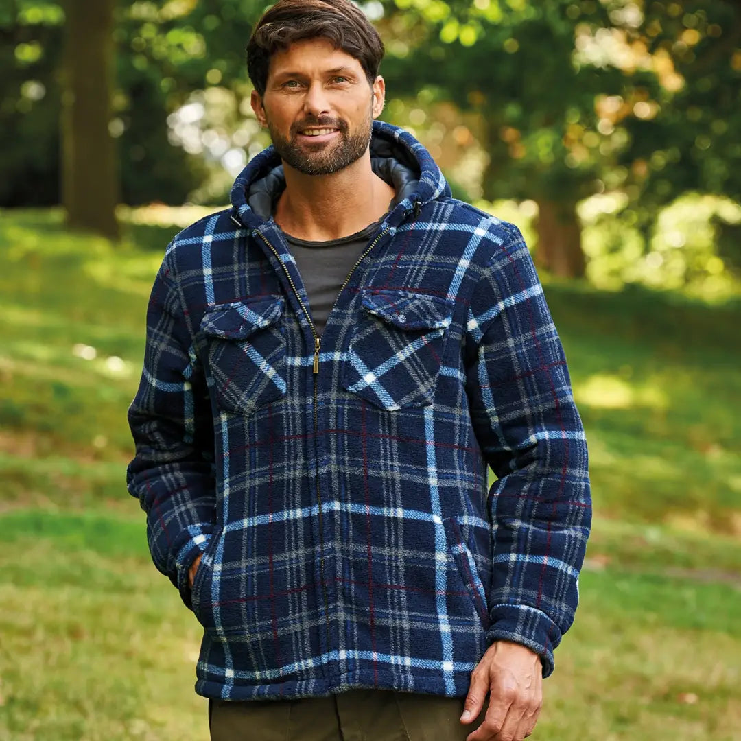 Flannel fleece jacket with hood deals
