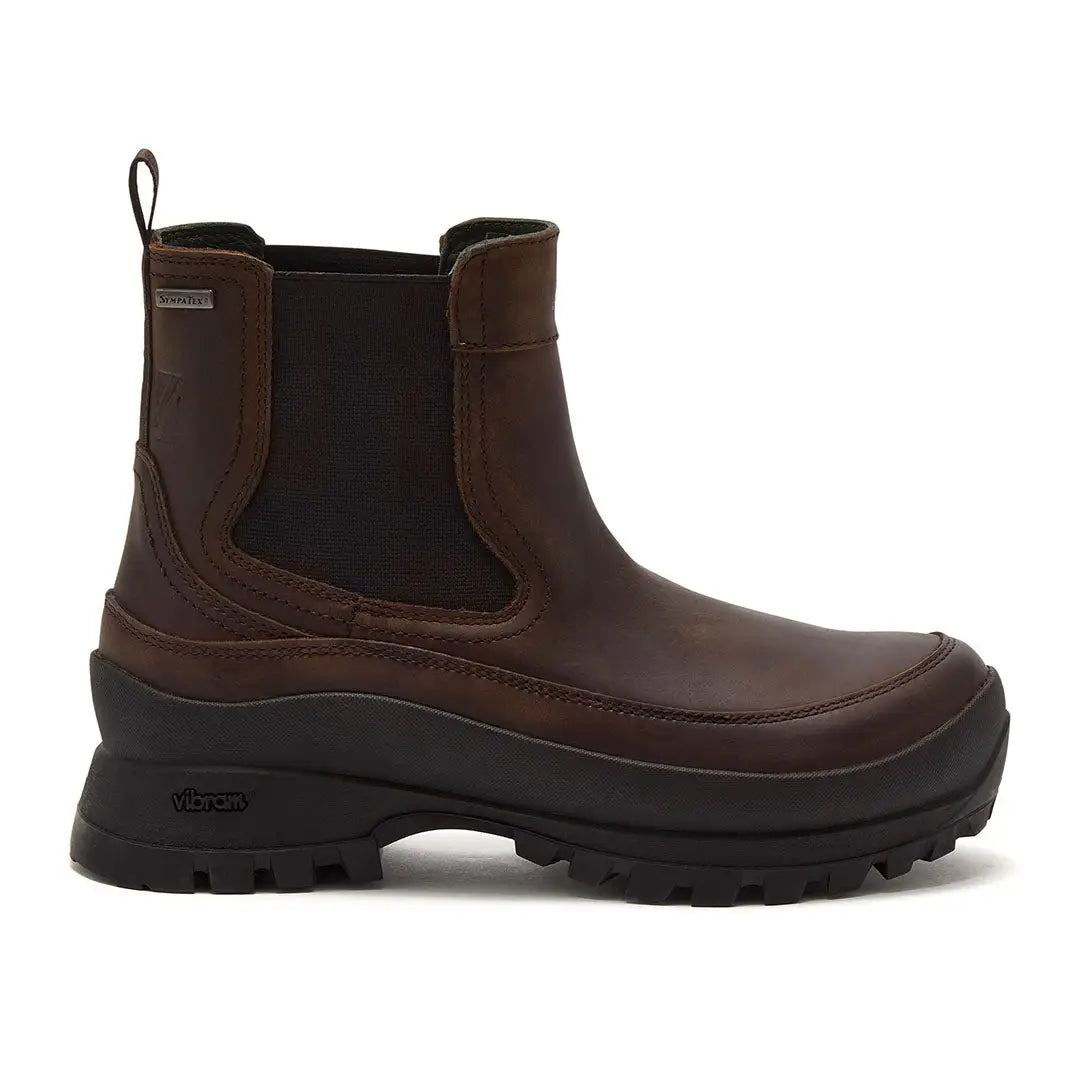 Chatham Badminton Ladies Waterproof Chelsea Boots in dark brown leather with black sole