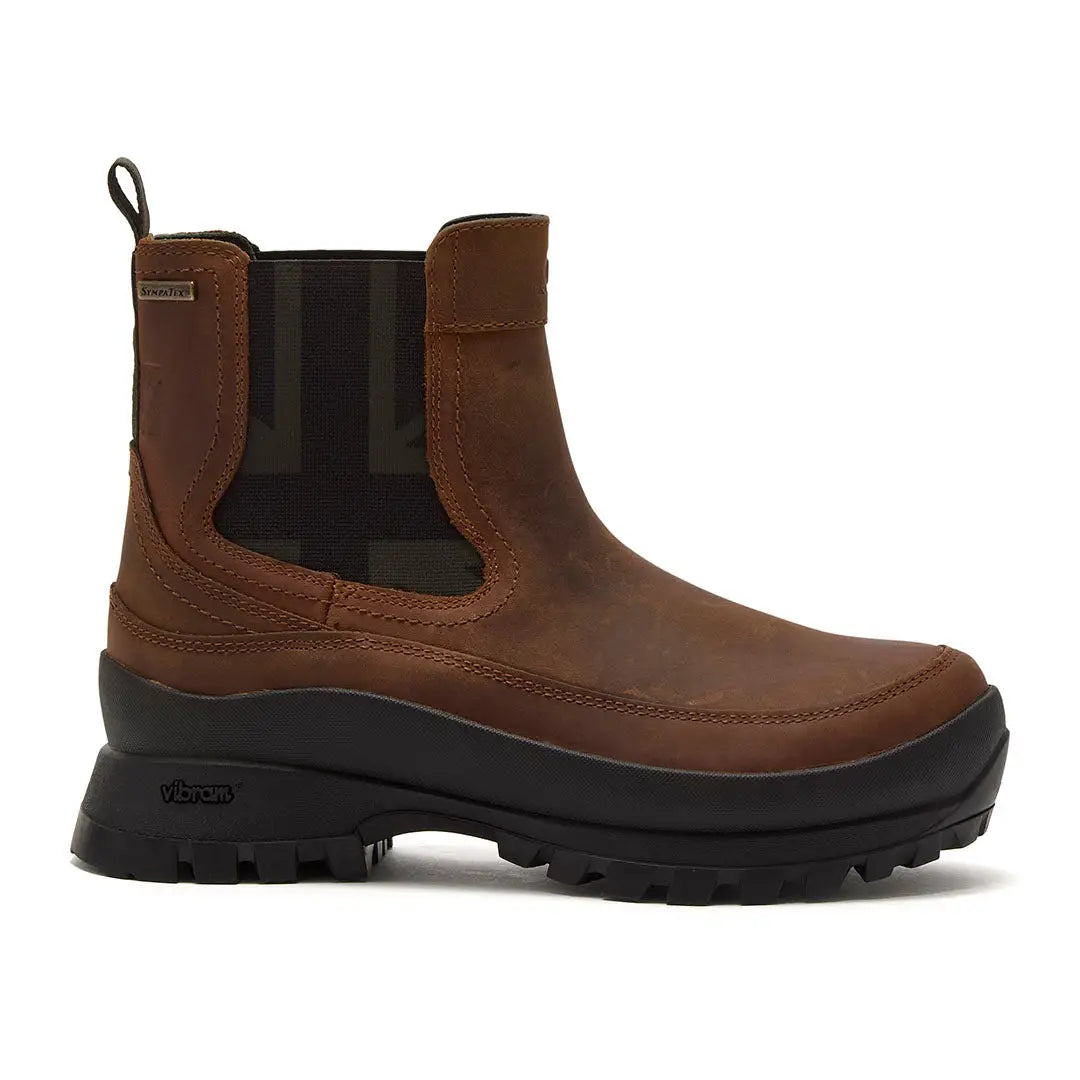Chatham Badminton Ladies Waterproof Chelsea Boots with brown leather and black lug soles