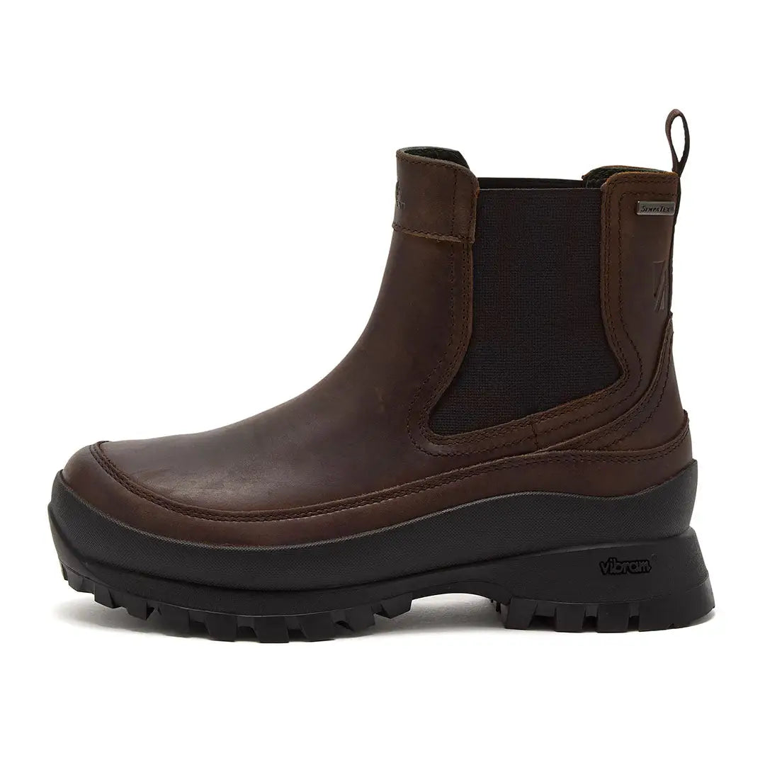 Chatham Badminton Ladies waterproof Chelsea boots with brown leather and chunky black sole
