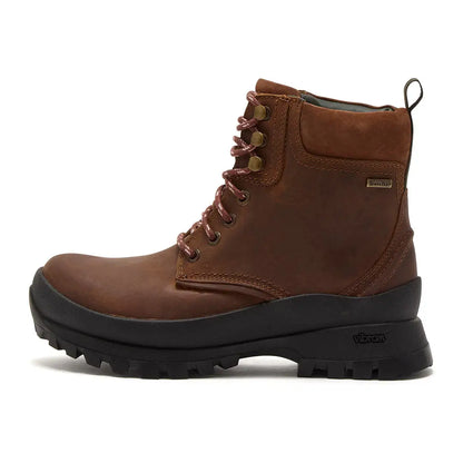 Brown leather Chatham Bramham Ladies Waterproof Lace Boots with red and white laces