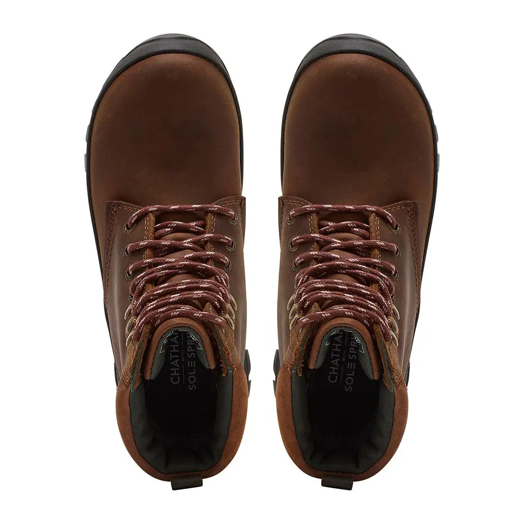 Chatham Bramham Ladies Waterproof Lace Boots with brown leather and black soles