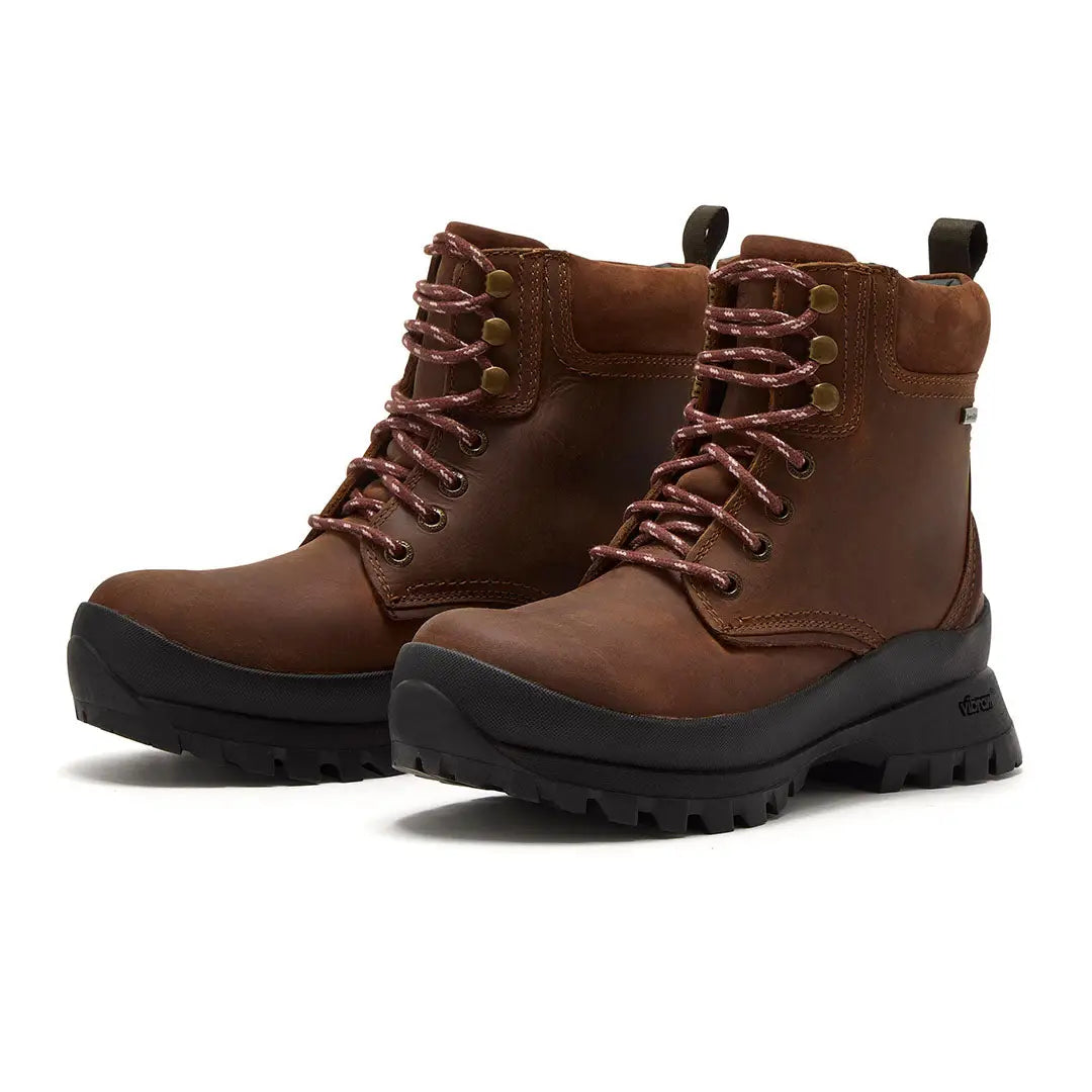 Chatham Bramham Ladies Waterproof Lace Boots with brown leather and red white laces