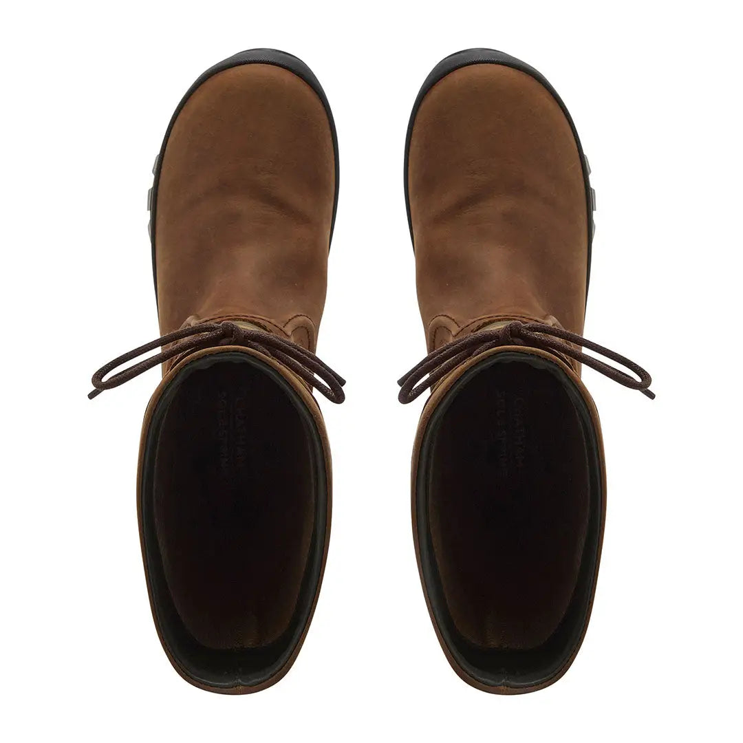 Brown Chatham Cheltenham Ladies waterproof tall boots with laces for stylish weather protection