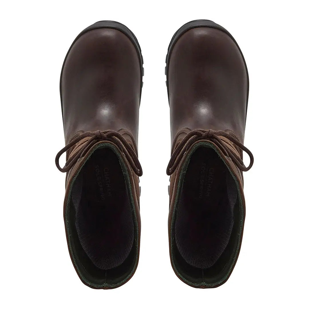 Chatham Cheltenham Ladies waterproof tall boots in brown leather with laces