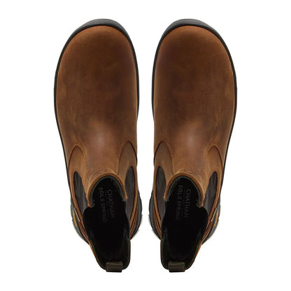 Pair of brown leather Chatham Cockley Waterproof Chelsea Boots for stylish waterproof Chelsea boots