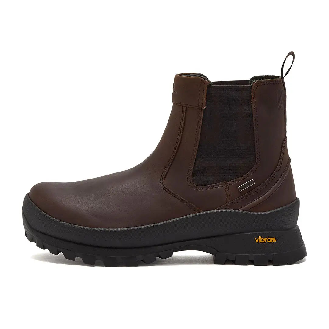 Dark brown Chatham Cockley Waterproof Chelsea Boots with thick black sole for rugged style