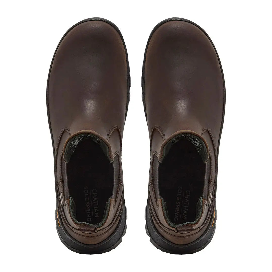 Pair of dark brown Chatham Cockley Waterproof Chelsea Boots for stylish waterproof Chelsea boots