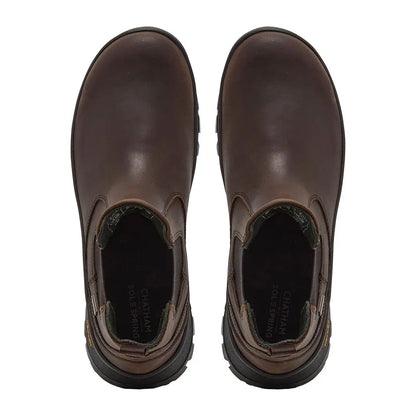 Pair of dark brown Chatham Cockley Waterproof Chelsea Boots for stylish waterproof Chelsea boots