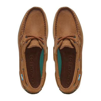 Brown leather boat shoes from Chatham Deck Lady II, perfect for country clothing style