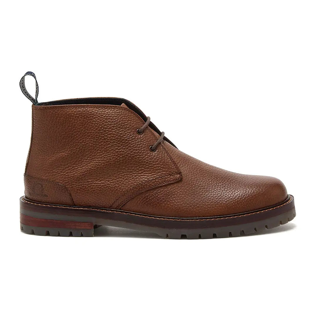 Brown pebbled leather Chatham Ferndale Chukka Boots with lug sole for style and comfort