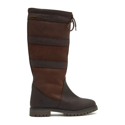 Brown leather Kempton II Ladies waterproof riding boots with decorative straps and drawstring top