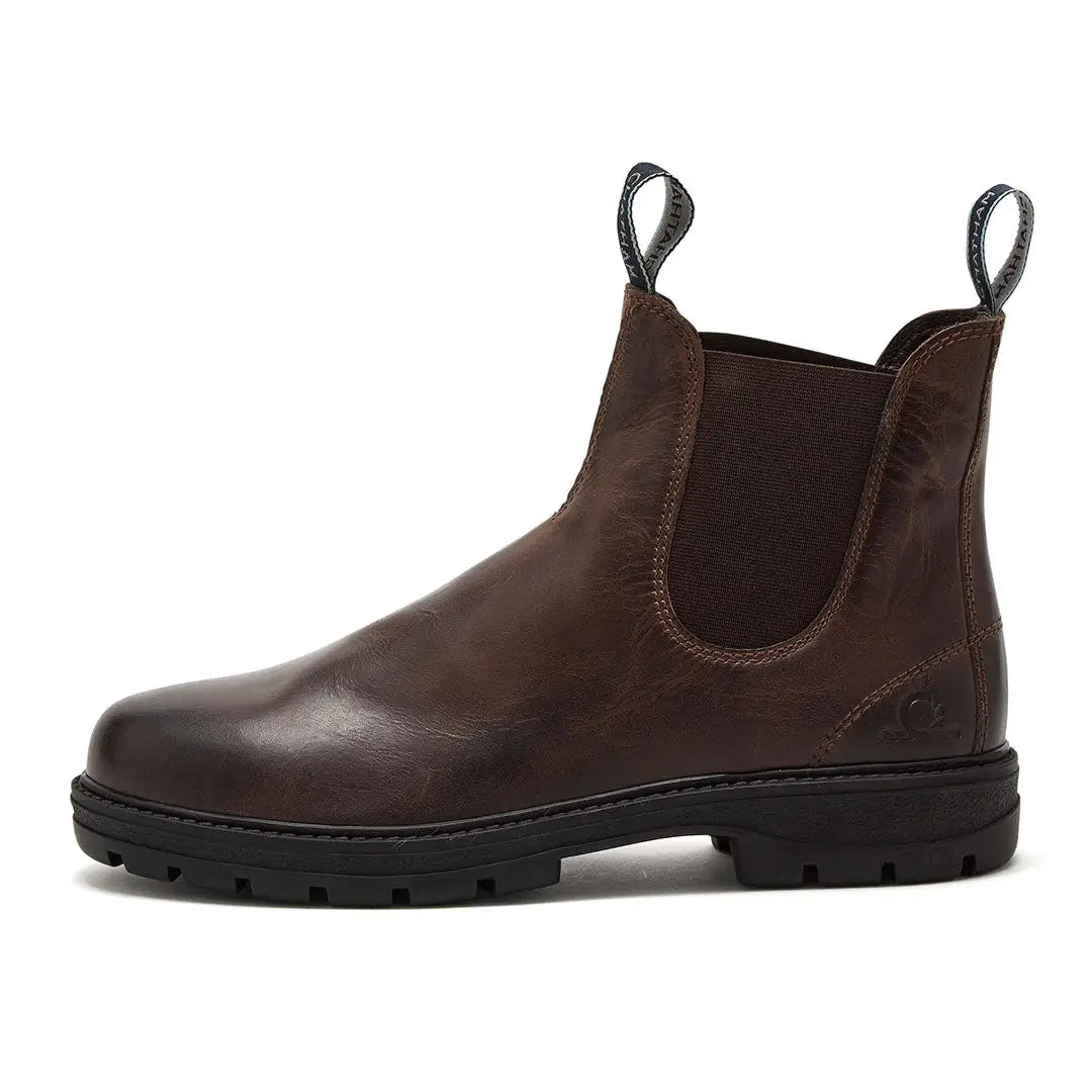 Men’s dark brown leather Chatham Kildale Outdoor Chelsea Boots with elastic sides and lug soles