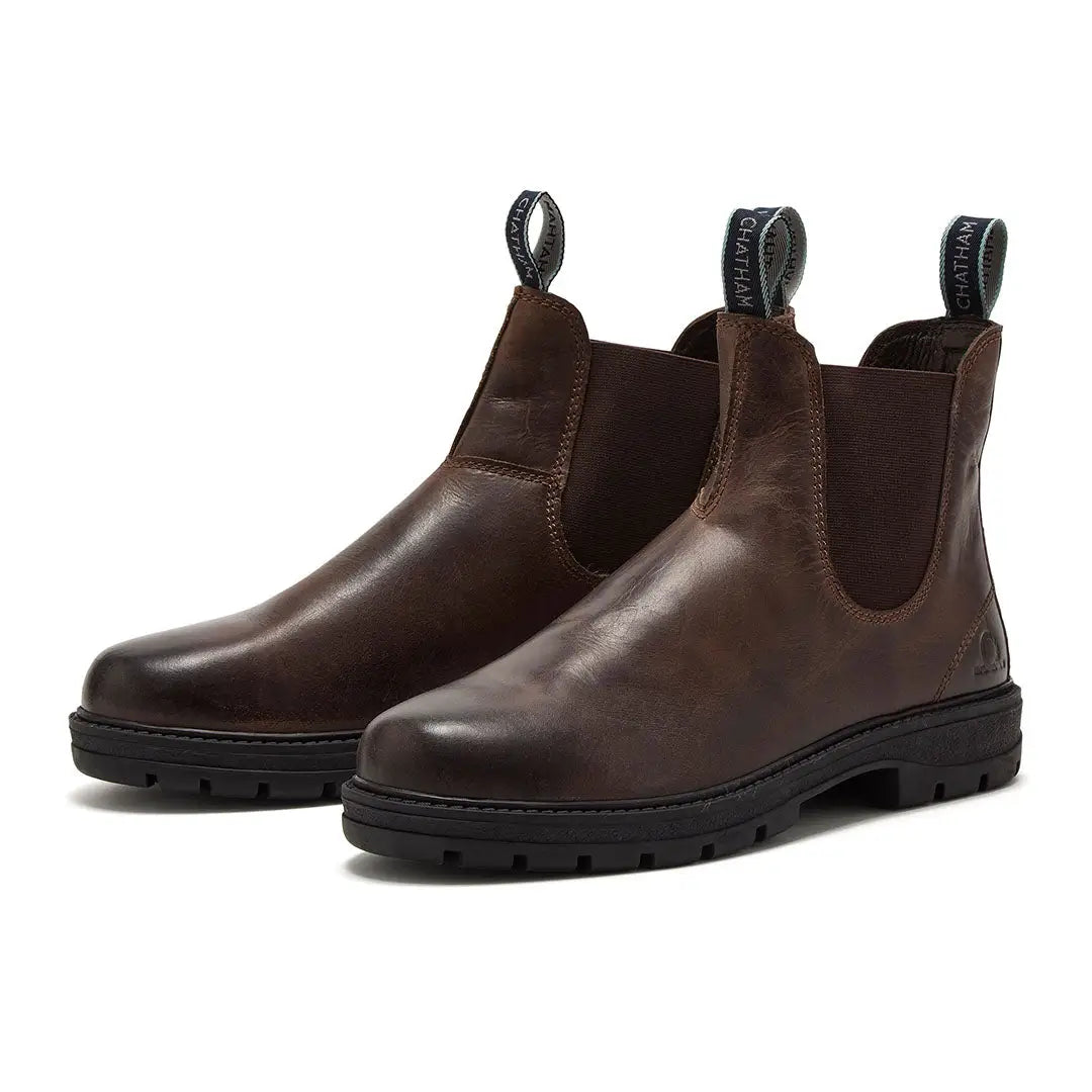 Chatham Kildale Outdoor Chelsea Boots with brown leather and black lug soles