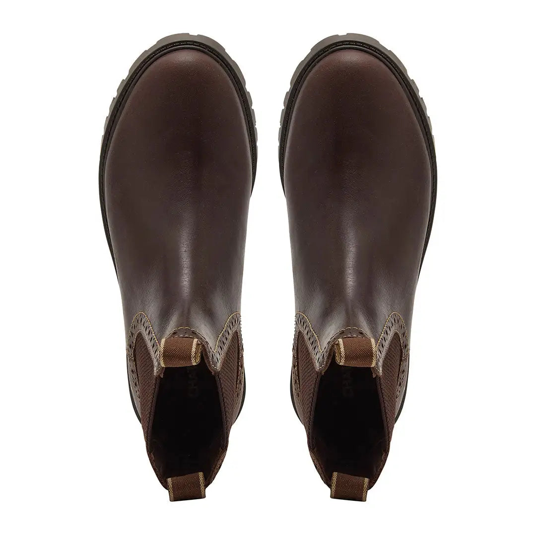 Chatham Moreton Ladies Brogue Chelsea Boots in dark brown leather for stylish ladies