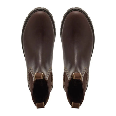 Chatham Moreton Ladies Brogue Chelsea Boots in dark brown leather for stylish ladies