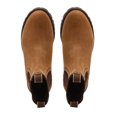 Chatham Moreton Ladies Brogue Chelsea Boots with tan leather and brogue detailing