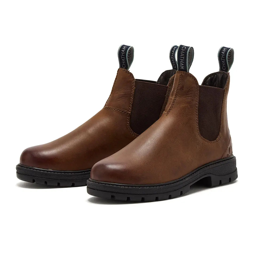 Chatham Oasby Ladies outdoor Chelsea boots with brown leather and black lug soles