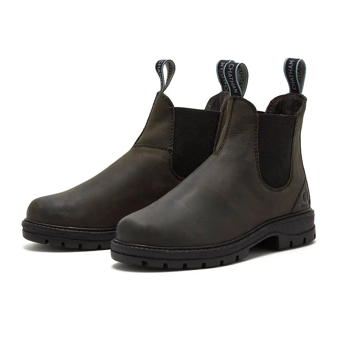 Dark brown Chatham Oasby Ladies Outdoor Chelsea Boots with pull tabs