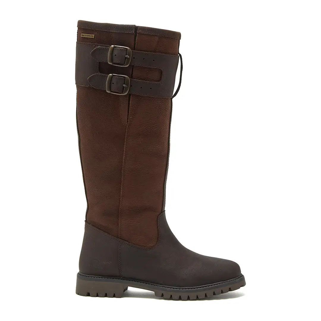 Dark brown Sandown II Ladies premium waterproof leather riding boots with buckles
