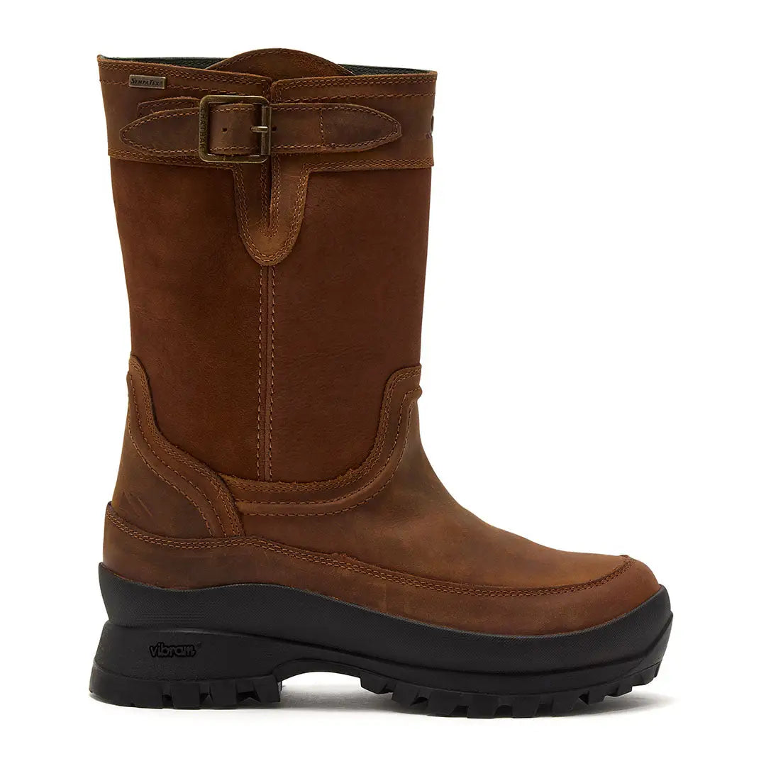 Chatham Windsor Ladies waterproof mid calf boot with buckle strap and black sole