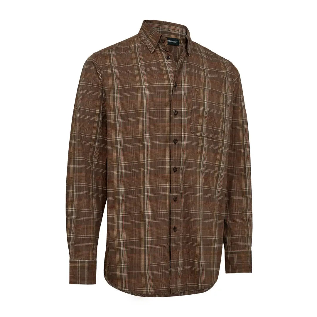 Brown plaid button-down shirt from Deerhunter Ashton for country clothing and outdoor hunting fun