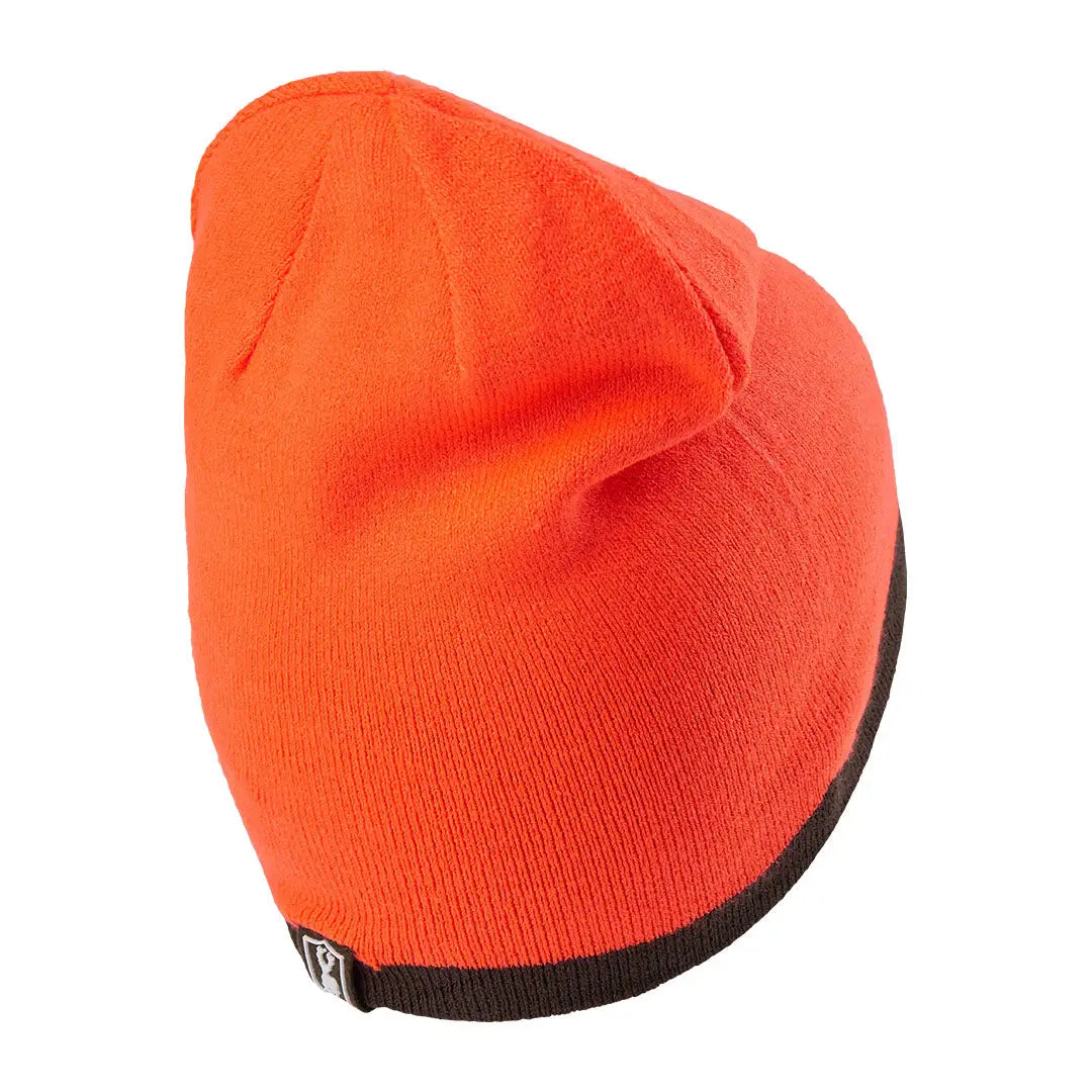 Orange Cumberland Knitted Beanie with dark trim, perfect for stylish warmth