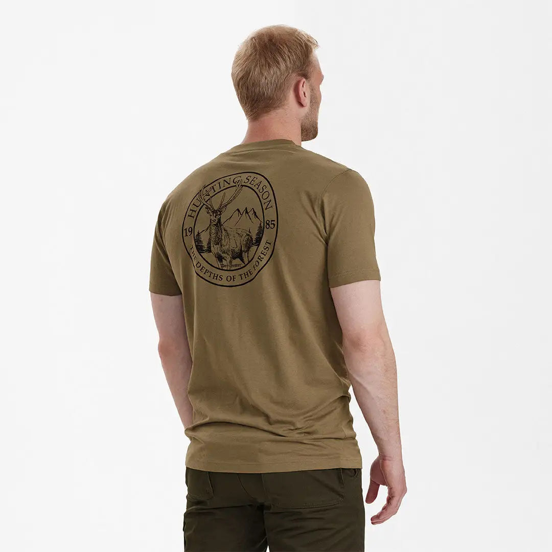 Khaki Deerhunter Easton T-shirt featuring a cool hunting-themed graphic design