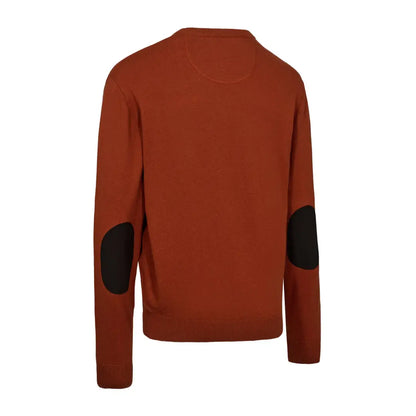 Rust-colored Deerhunter Harrington V-Neck Knit sweater with elbow patches for country clothing outdoors
