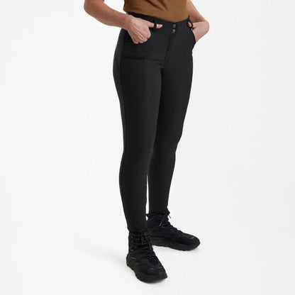 Deerhunter Lady Hunting Tights black high-waisted skinny pants with buttons and pockets