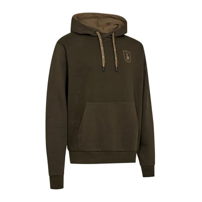 Dark olive green Deerhunter Logo Hoodie with drawstring hood and kangaroo pocket