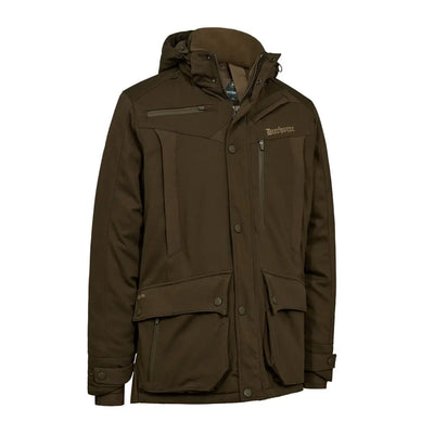 Olive green Deerhunter Muflon Pro Winter Jacket hoodie for cold weather styling