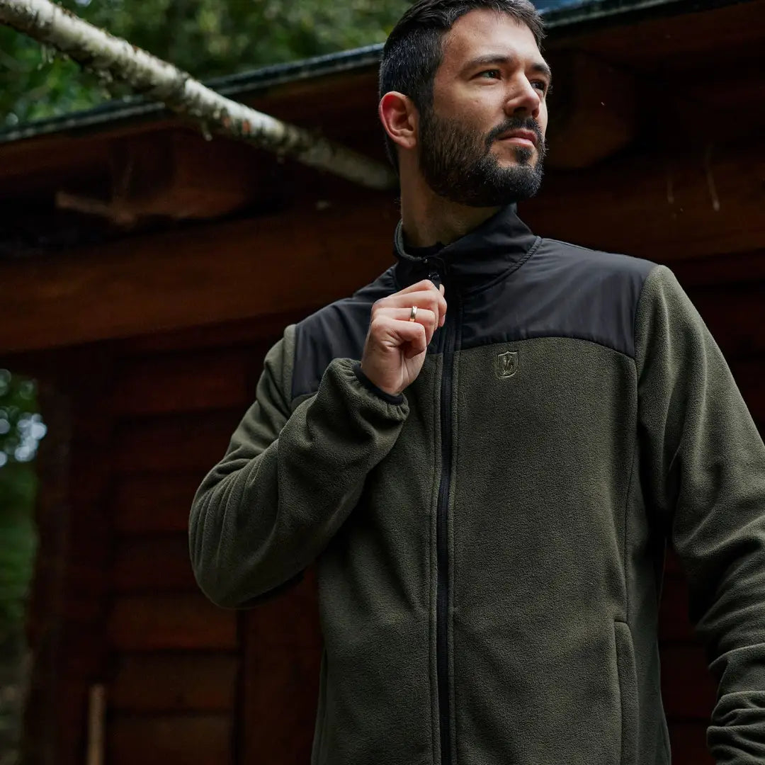 Dark green fleece jacket online