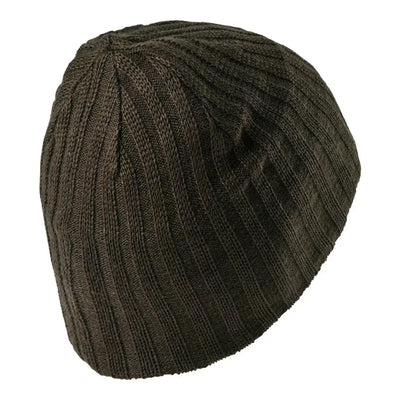 Olive green Deerhunter Recon knitted beanie with ribbed texture