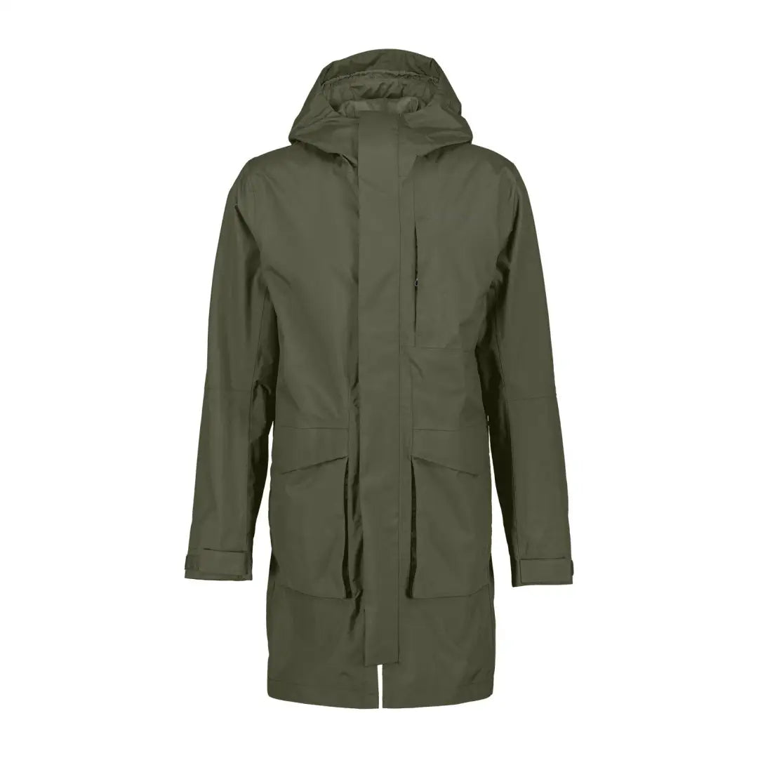 Men’s olive green waterproof hoodie jacket for outdoors and country clothing, perfect for hunting