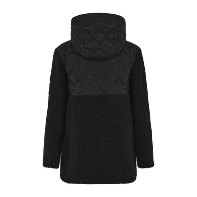 Black hooded fleece jacket with quilted shoulders from Didriksons Bibi 2 for outdoor country clothing