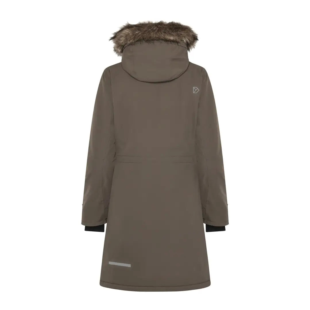 Olive-green Didriksons Erika Womens Parka with fur-trimmed hood, a classic Didriksons parka