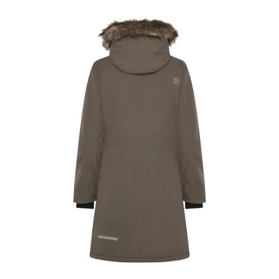 Olive-green Didriksons Erika Womens Parka with fur-trimmed hood, a classic Didriksons parka