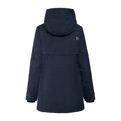 Dark blue sporty mid-length parka jacket from Didriksons Frida Womens Parka 7