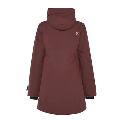 Maroon waterproof hooded jacket for outdoor country clothing and hunting adventures