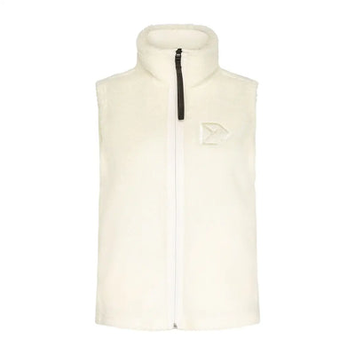 Cream-colored fleece vest with black zipper from Didriksons Kiana, perfect for country clothing