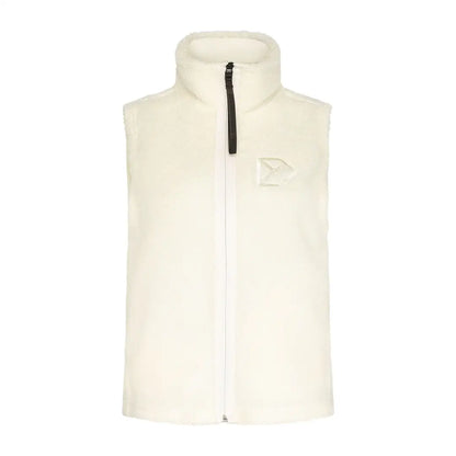 Cream-colored fleece vest with black zipper from Didriksons Kiana, perfect for country clothing