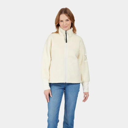 Women’s cream fleece jacket from Didriksons Mella 3 for chilly autumn winds and winter snow