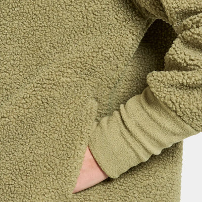 Soft green Didriksons Mella 3 fleece jacket with ribbed cuffs, perfect for winter snow or country hunting gear
