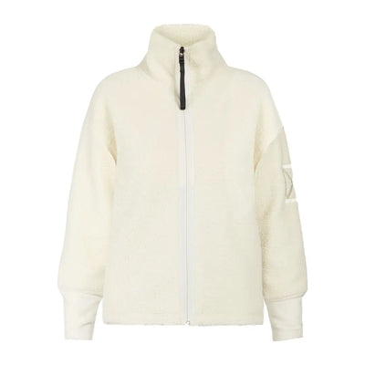 Off-white Didriksons Mella 3 fleece jacket for chilly autumn winds and swirling winter snow