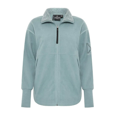 Light blue Didriksons Ronja fleece jacket with textured collar and ribbed cuffs for outdoors