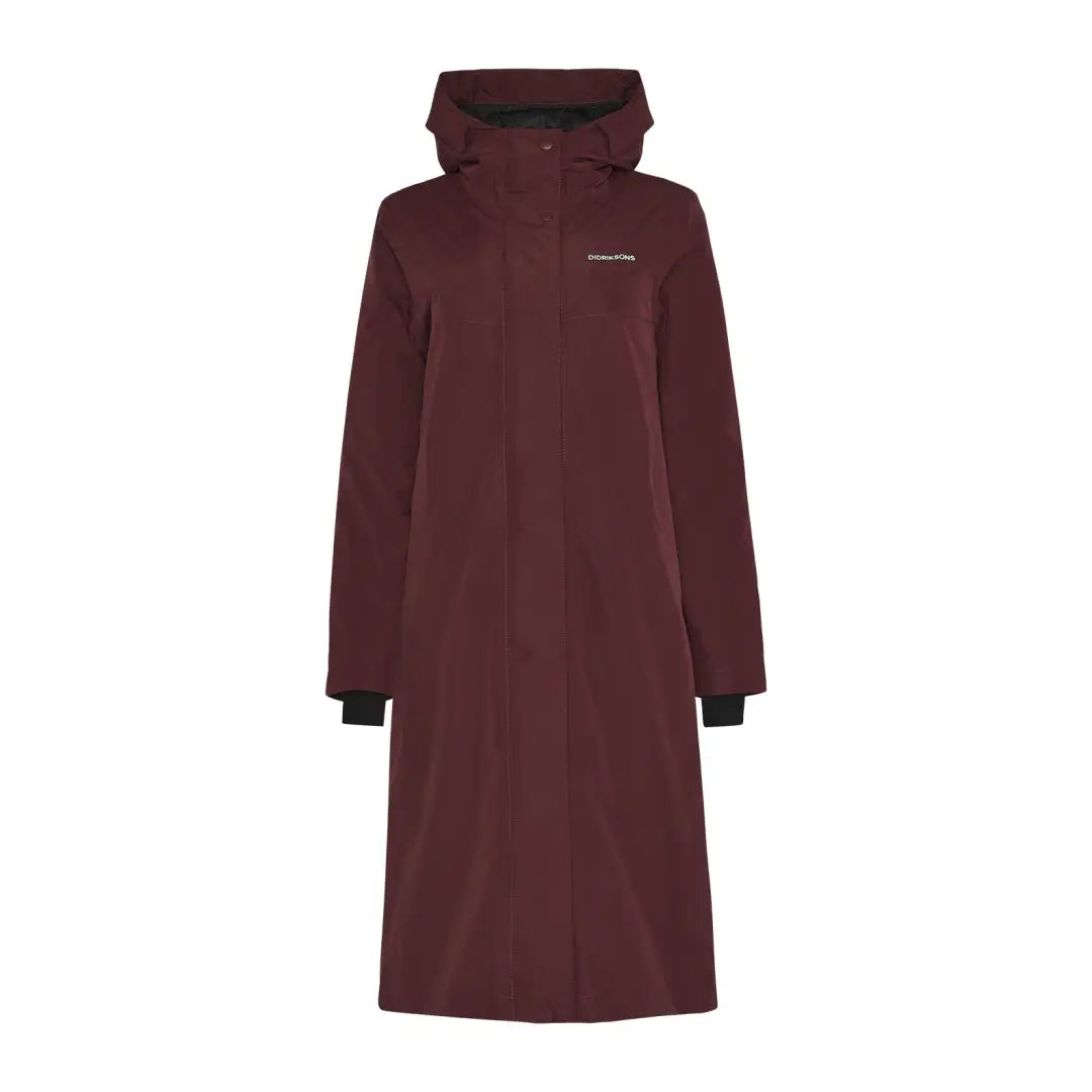 Dark red Didriksons Selina Womens Parka rain jacket for country clothing and outdoors