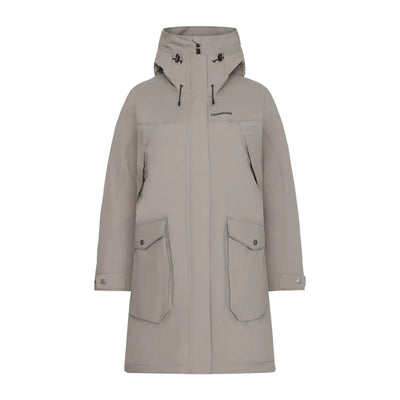 Long light grey Didriksons Thelma Womens Parka with four pockets, iconic Didriksons style