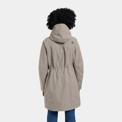 Taupe Didriksons Thelma Womens Parka with adjustable waist, fully waterproof and windproof style